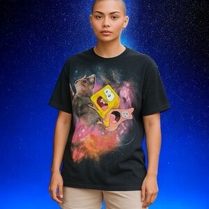SpongeBob Tee Shirt L Patrick Star Kitty Cat Space Travel Nickelodeon